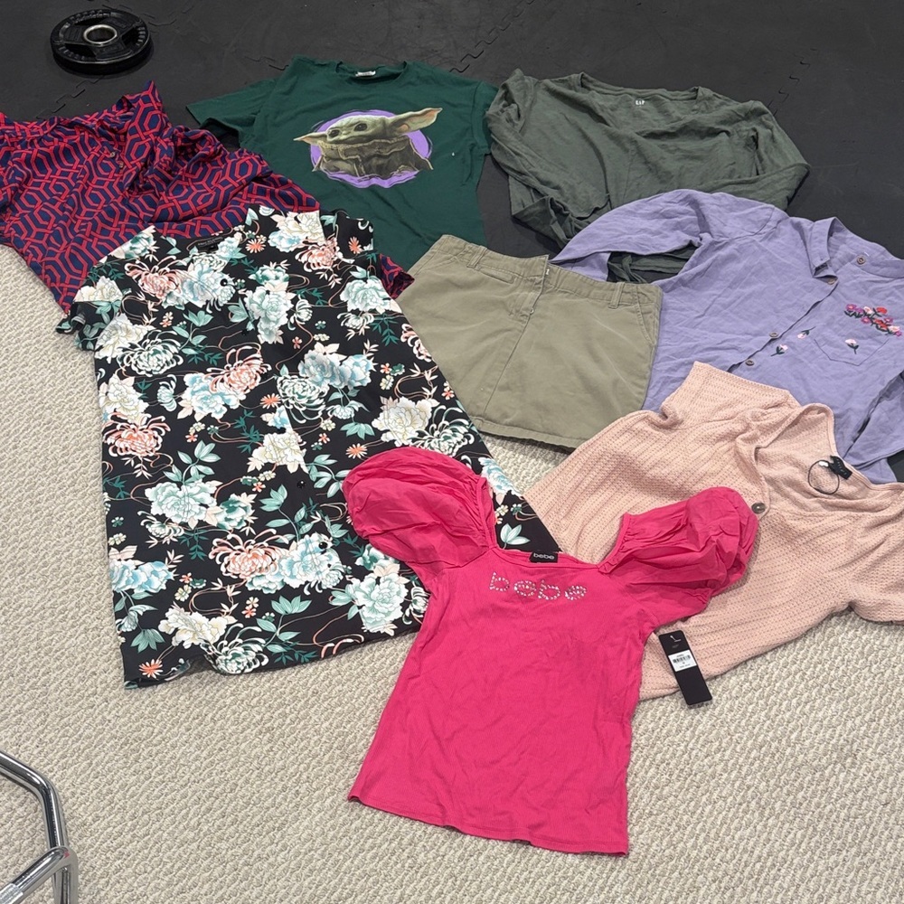 Assorted Women’s Tops & Dress - Mixed Brands, Pink Floral & Green